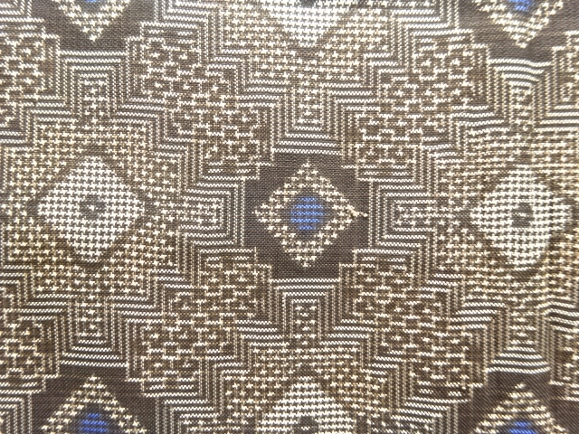 JAPANESE KIMONO / ANTIQUE KIMONO / SILK / DORO OSHIMA TSUMUGI / WOVEN ABSTRACT
